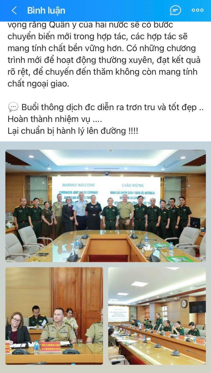 Hình ảnh hoạt động đăng tải trên fanpage chính thức Bệnh viện trung ương quân đội 108 cũng bị đối tượng sử dụng trên trang cá nhân để lừa đảo