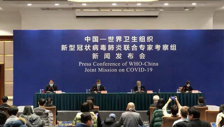 Họp báo của Nhóm chuyên gia khảo sát liên hợp WHO-Trung Quốc. Ảnh: CCTV.