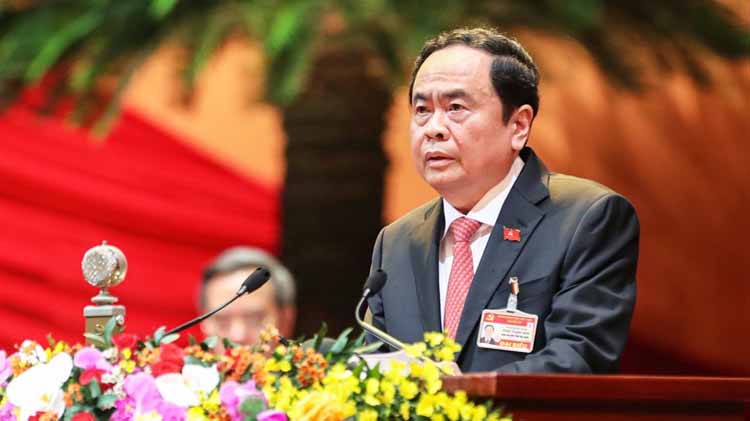 Ông Trần Thanh Mẫn phát biểu tham luận tại Đại hội Đảng lần thứ XIII.