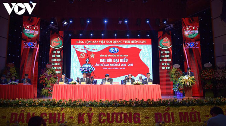 Toàn cảnh phiên khai mạc Đại hội đại biểu Đảng bộ Đài Tiếng nói Việt Nam lần thứ 26, nhiệm kỳ 2020-2025. Ảnh: Vũ Toàn