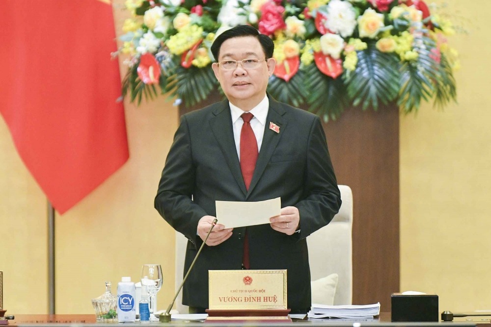 Chủ tịch Quốc hội Vương Đình Huệ phát biểu khai mạc.