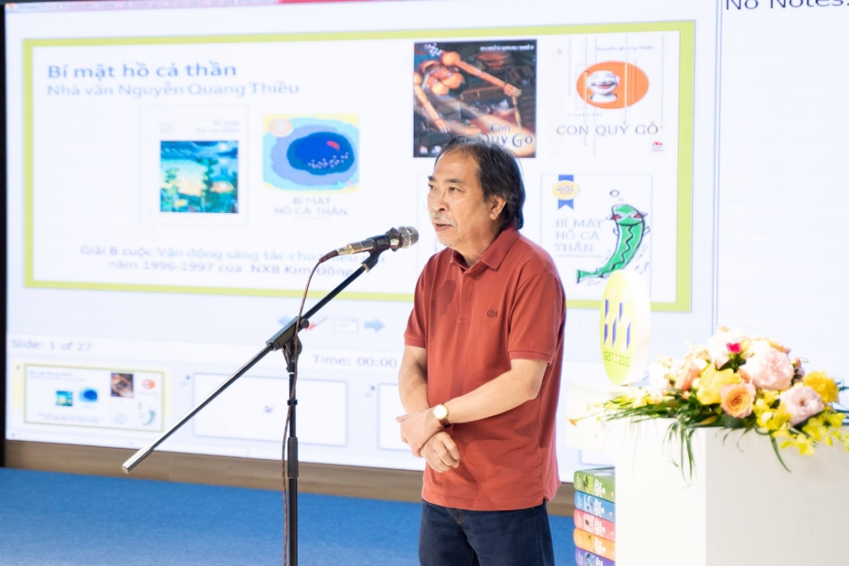 Chủ tịch Hội Nhà văn Việt Nam Nguyễn Quang Thiều phát biểu tại sự kiện.
