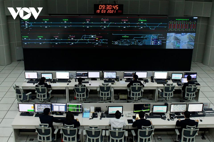 Trung tâm điều khiển hệ thống chạy tàu tuyến Cát Linh - Hà Đông.