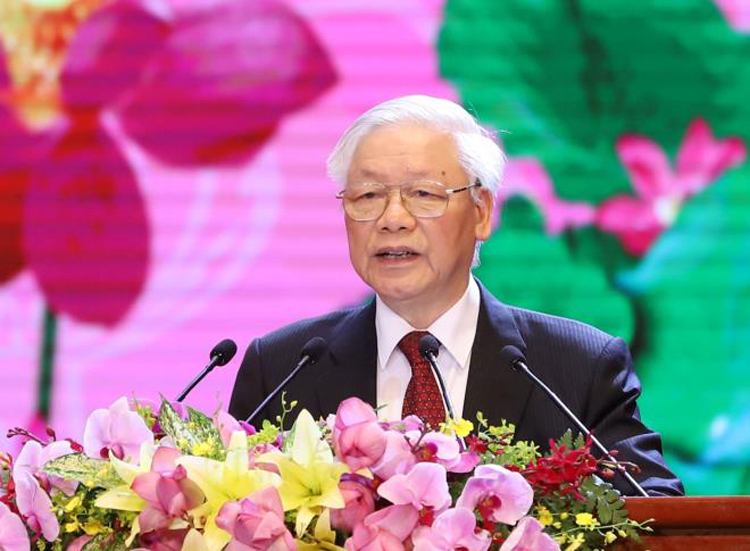 Tổng Bí thư, Chủ tịch nước Nguyễn Phú Trọng phát biểu tại Lễ Kỷ niệm. (Ảnh VGP)