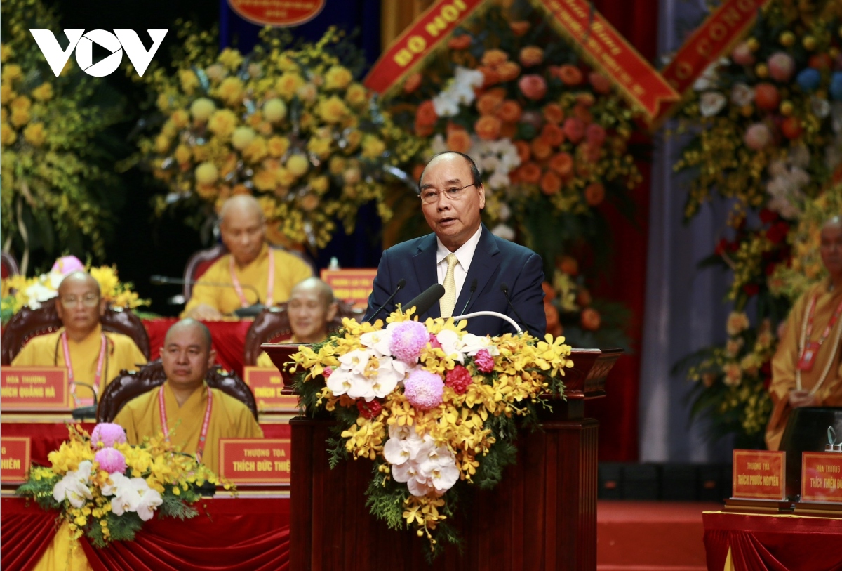 Chủ tịch nước Nguyễn Xuân Phúc phát biểu chào mừng Đại hội. (ảnh: Hoàng Lê)