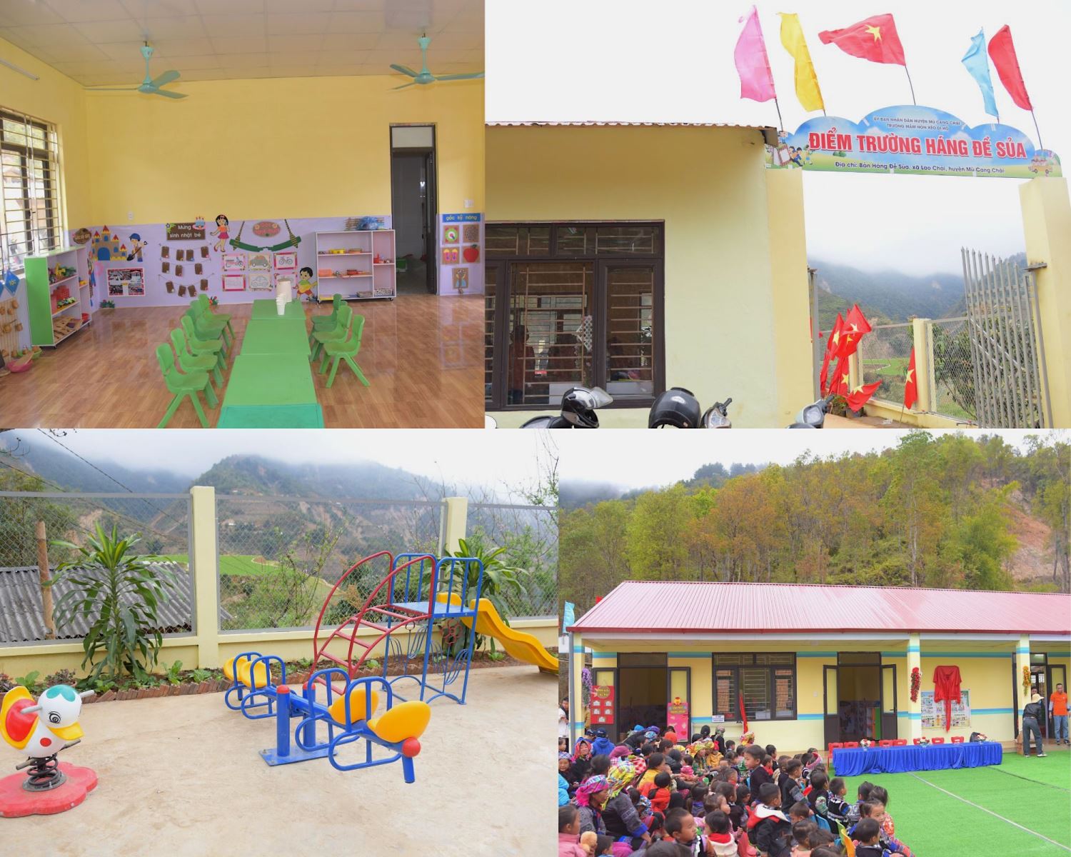 Ngôi trường mới được xây dựng khang trang dành cho các em học sinh mầm non.