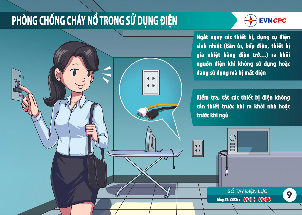 Phòng chống cháy nổ trong sử dụng thiết bị điện.