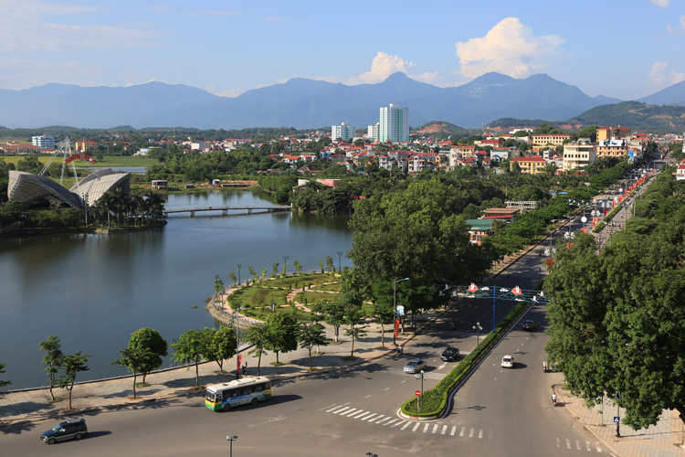 Thành phố Vĩnh Yên nhìn từ trên cao.