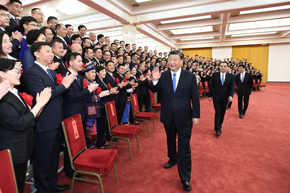 Chủ tịch Trung Quốc Tập Cận Bình gặp gỡ các đại biểu tham dự Hội nghị toàn quốc về công tác giải quyết khiếu nại ở Bắc Kinh ngày 25/5/2022. Ảnh: Tân Hoa Xã.