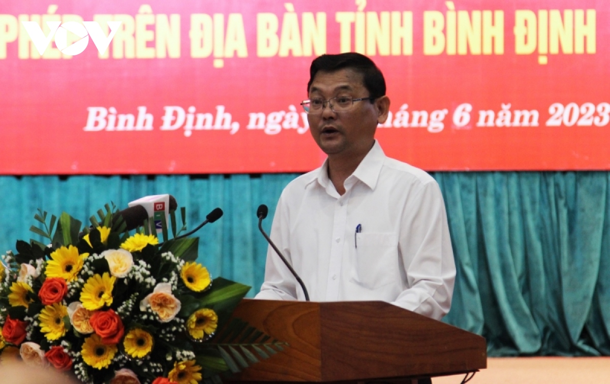 Ông Nguyễn Tự Công Hoàng, Phó Chủ tịch UBND tỉnh Bình Định phát biểu tại hội nghị.