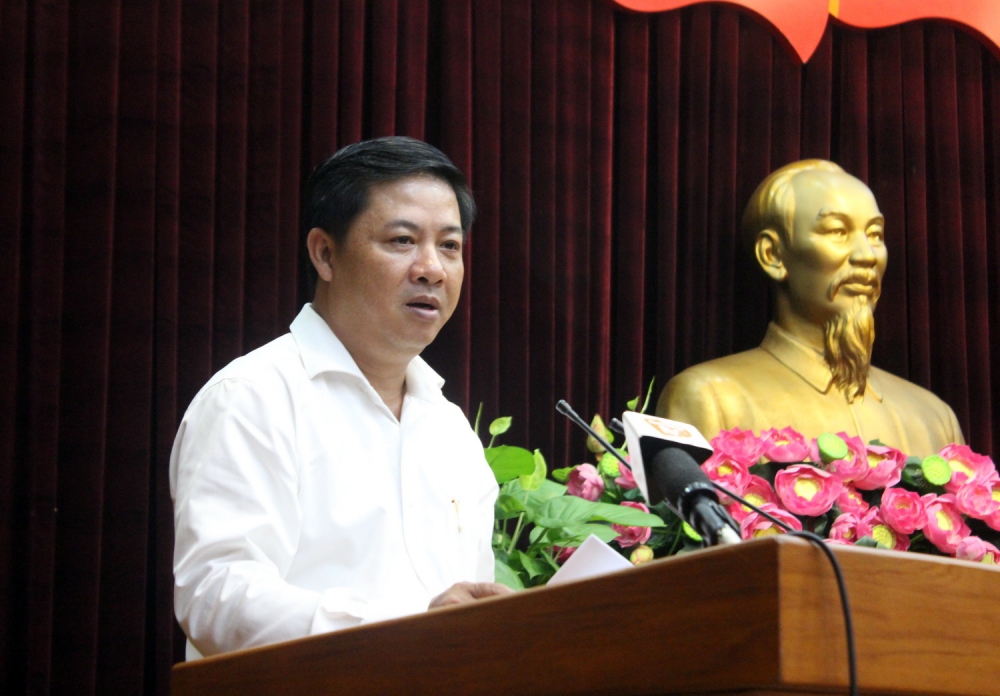 Ông Lương Nguyễn Minh Triết, Phó Bí thư Thường trực Thành ủy, Chủ tịch Hội đồng Nhân dân thành phố Đà Nẵng phát biểu tại hội nghị.