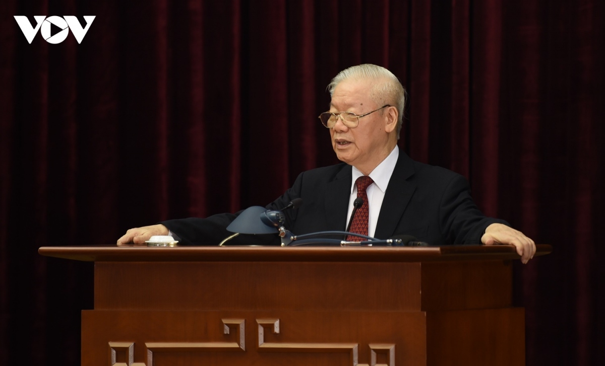 Tổng Bí thư Nguyễn Phú Trọng phát biểu bế mạc Hội nghị Trung ương 6 khóa XIII.