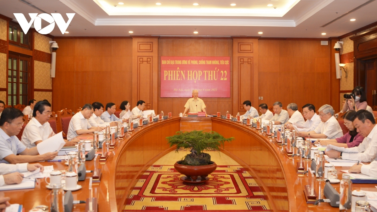 Phiên họp thứ 22 của Ban Chỉ đạo Trung ương về phòng chống tham nhũng, tiêu cực tháng 8/2022. Ảnh: Kim Anh