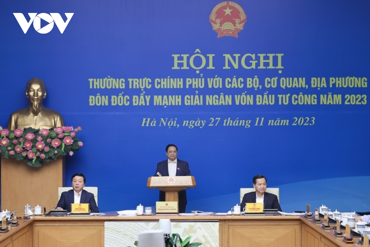 Thủ tướng Phạm Minh Chính chủ trì Hội nghị trực tuyến của Thường trực Chính phủ với các bộ, cơ quan Trung ương, địa phương về đẩy mạnh giải ngân vốn đầu tư công năm 2023.