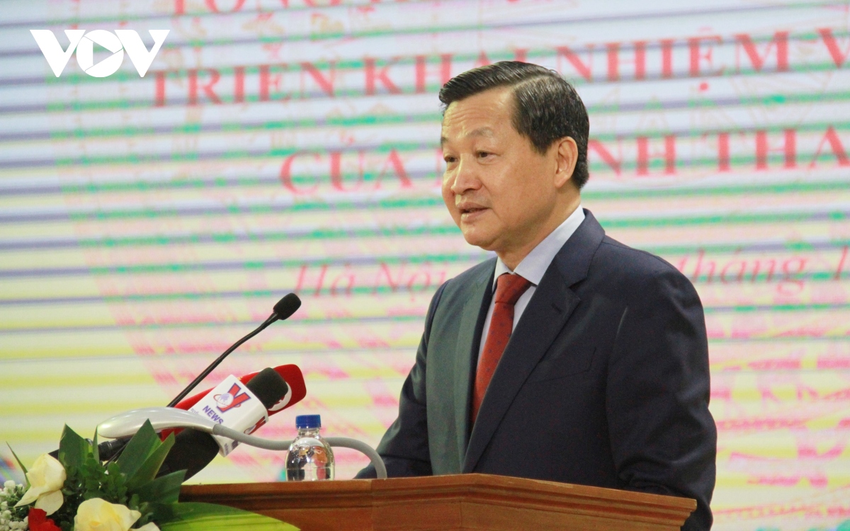Phó Thủ tướng Lê Minh Khái phát biểu. (Ảnh: Trọng Phú)