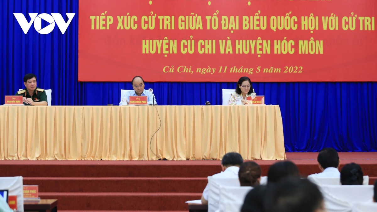 Chủ tịch nước Nguyễn Xuân Phúc cùng Tổ Đại biểu Quốc hội TPHCM đơn vị số 10, tiếp xúc cử hai huyện Củ Chi và Hóc Môn.