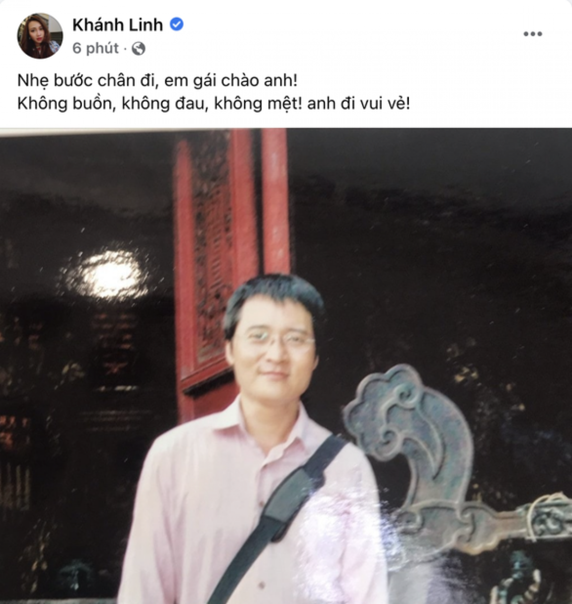 Ca sĩ Khánh Linh xót xa tiễn biệt anh trai trên trang cá nhân.