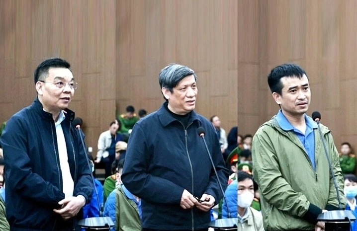 Các bị cáo: Chu Ngọc Anh, cựu Bộ trưởng Bộ KH-CN; Nguyễn Thanh Long, cựu Bộ trưởng Bộ Y tế và Phan Quốc Việt, Tổng giám đốc Công ty Việt Á tại phiên tòa hồi tháng 1/2024.
