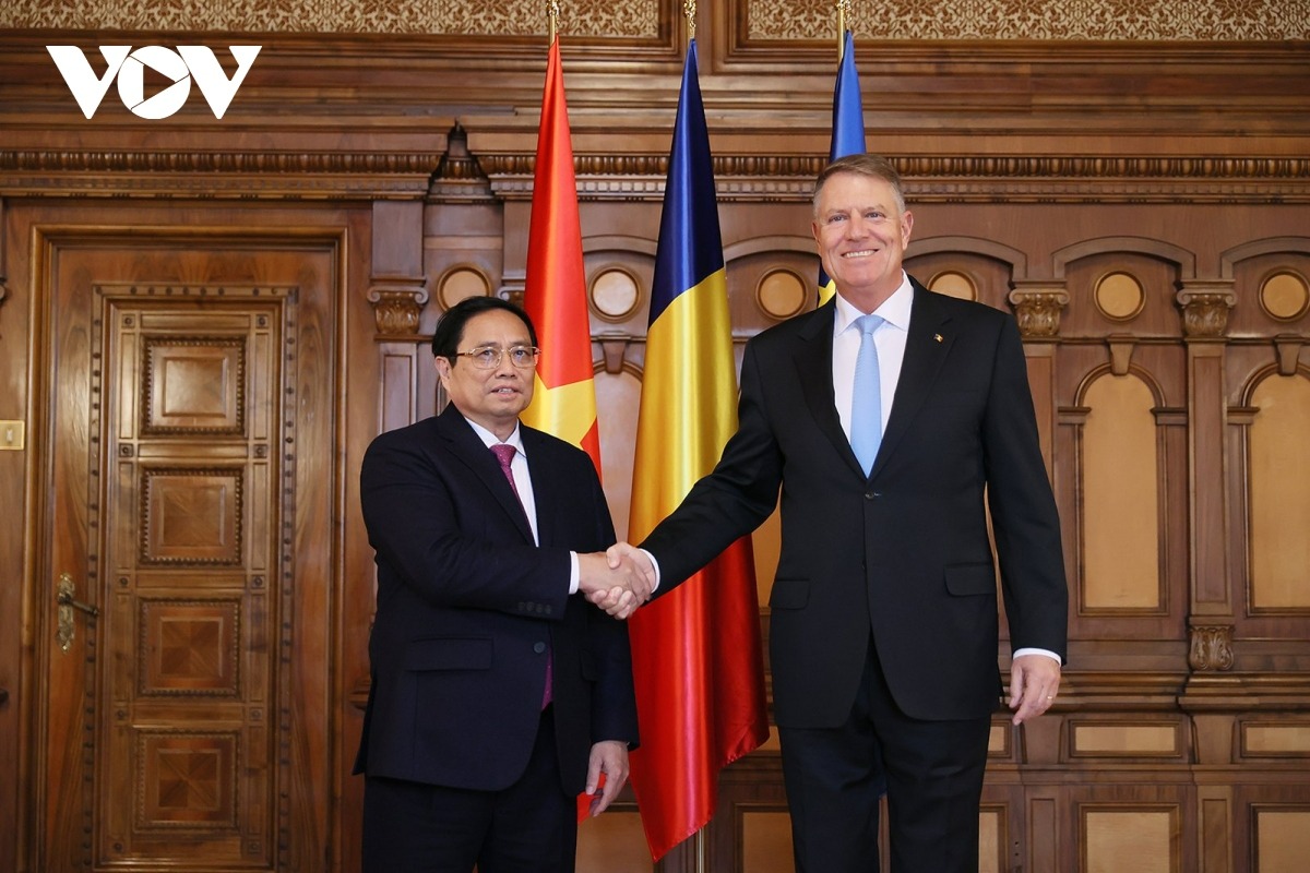 Thủ tướng Phạm Minh Chính hội kiến Tổng thống Romania Klaus Iohannis.