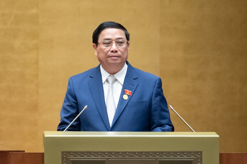 Thủ tướng Phạm Minh Chính trình bày báo cáo kết quả thực hiện kế hoạch phát triển kinh tế - xã hội năm 2023.