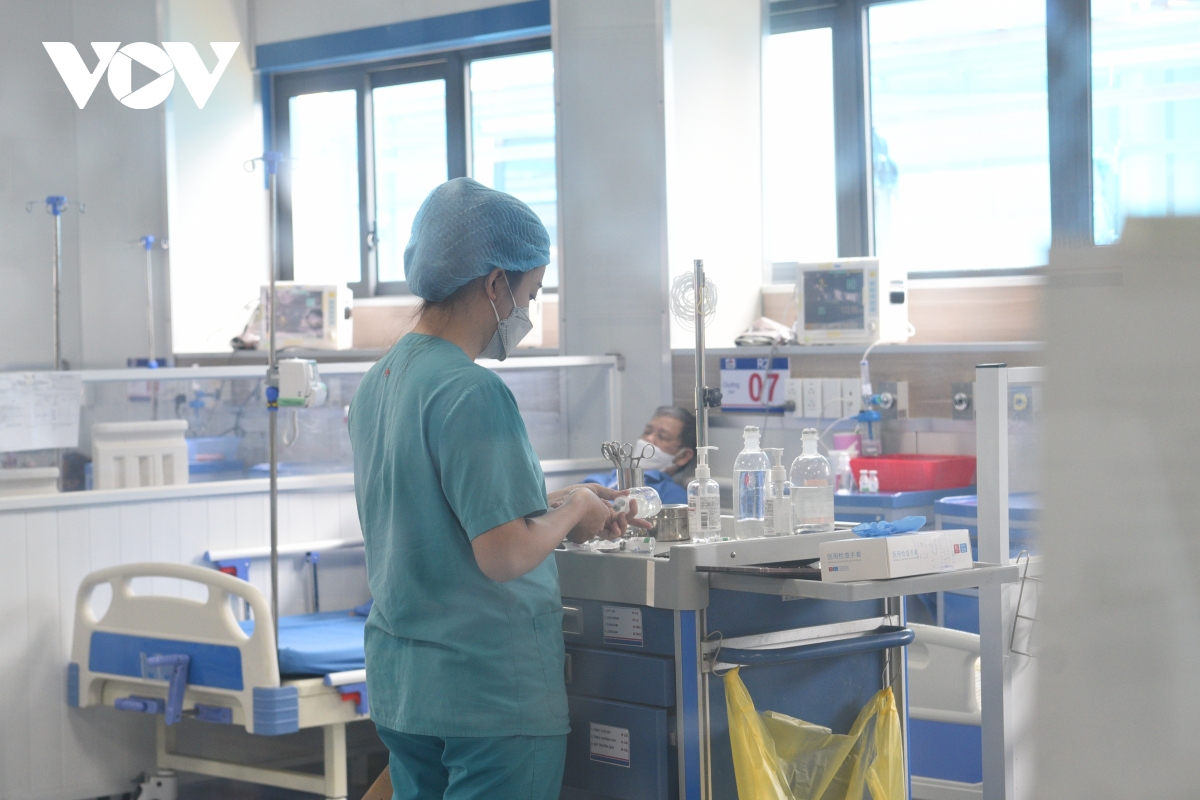 Điều trị F0 tại Bệnh viện Người bệnh Covid (thuộc Bệnh viện Đại học Y Hà Nội).