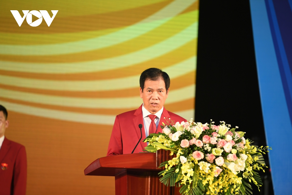 Trưởng đoàn Trần Đức Phấn khẳng định Đoàn Thể thao Việt Nam sẽ phấn đấu hết mình để đạt thành tích cao nhất tại SEA Games 31. (Ảnh: Dương Thuật)