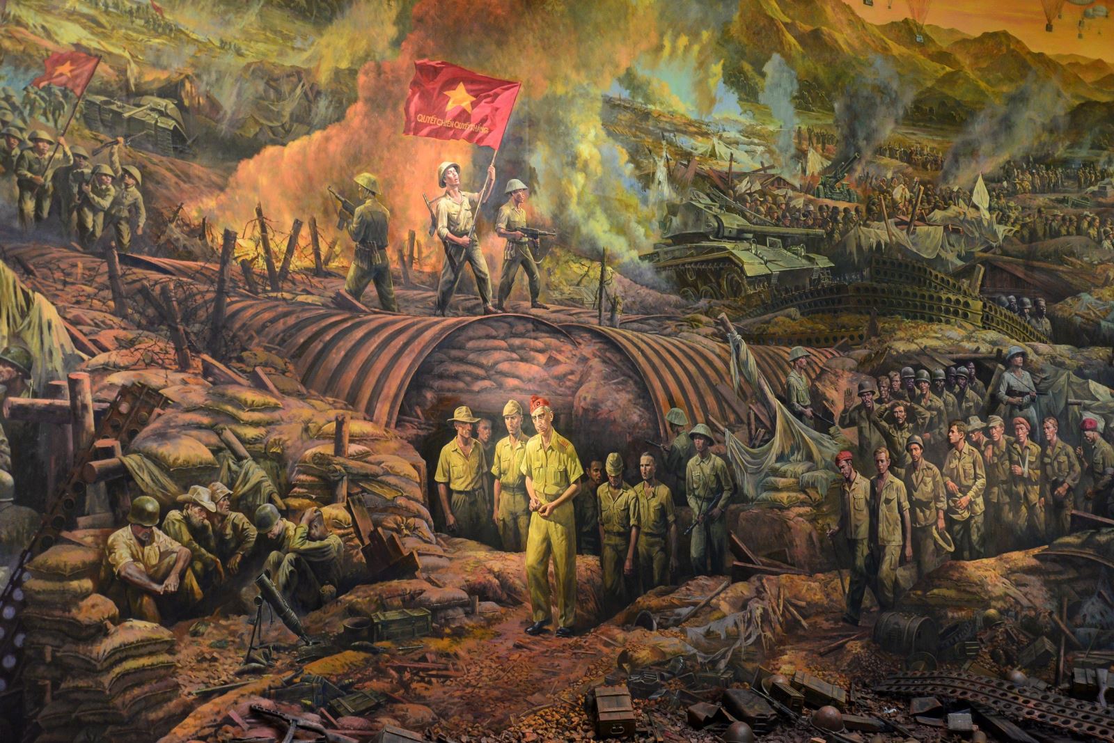 Bức tranh Panorama lớn nhất Đông Nam Á mô phòng toàn cảnh chiến dịch Điện Biên Phủ tại Bảo tàng Chiến thắng Điện Biên Phủ.